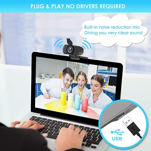 1080P Webcam with Privacy Shutter and Tripod Stand