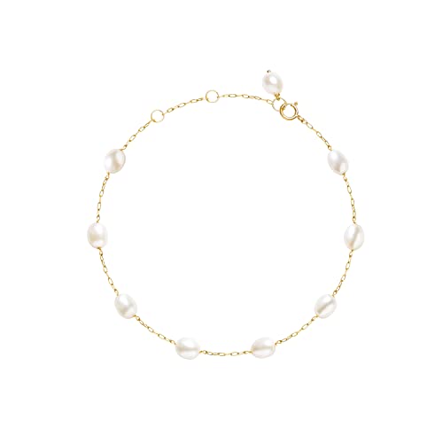 Freshwater Cultured Pearl Tin Cup Bracelet, 14K Gold