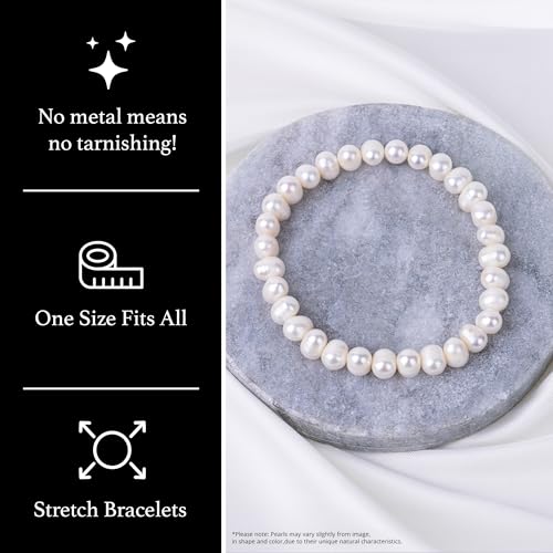 Set of 3 White Cultured Freshwater Pearl Bracelets