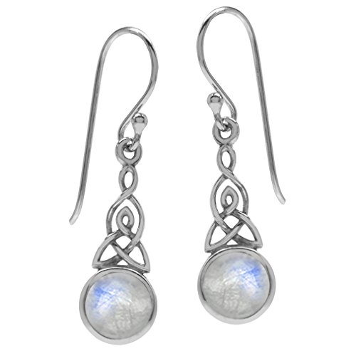 Moonstone Celtic Knot Dangle Earrings in Sterling Silver