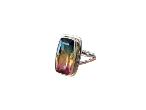 Multi Color Tourmaline Quartz Sterling Silver Boho Ring