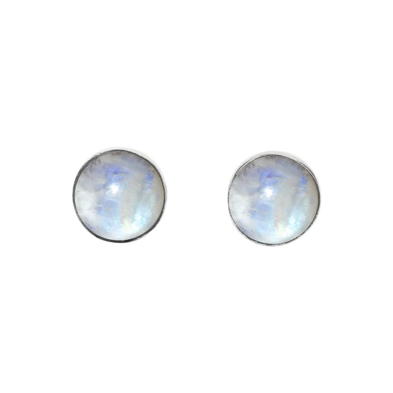 925 Sterling Silver Rainbow Moonstone Stud Earrings