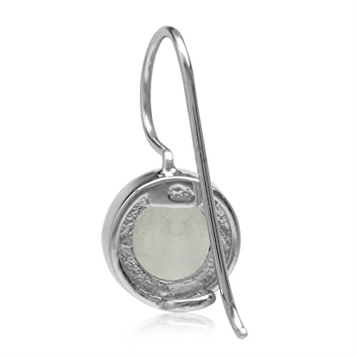 8mm Natural Moonstone White Gold Plated Silver Earrings