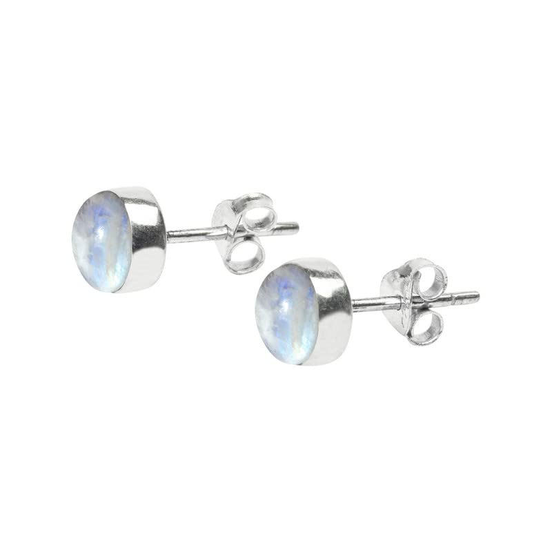 925 Sterling Silver Rainbow Moonstone Stud Earrings