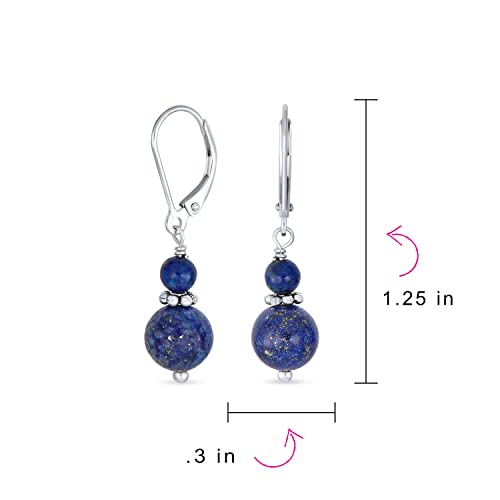 Blue Lapis Lazuli Bali Beaded Drop Earrings
