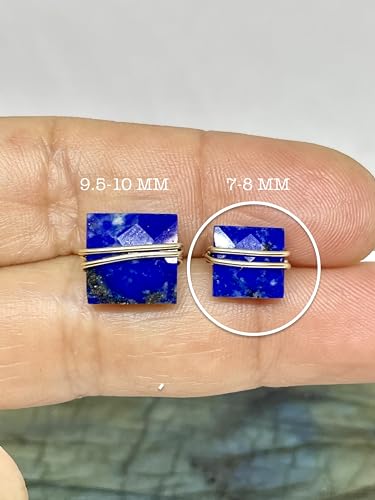 Lapis Lazuli Square Stud Earrings, 14k Gold Filled