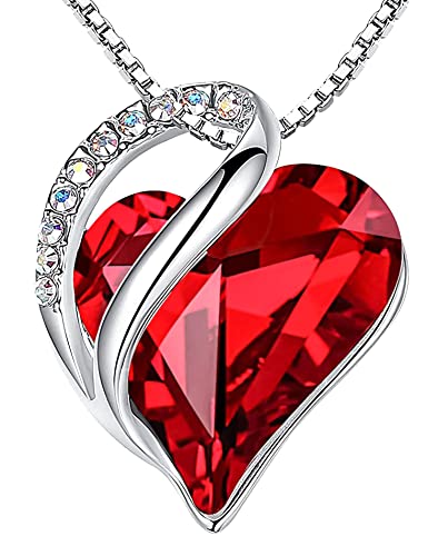 Rainbow Blue Birthstone Heart Pendant Necklace - Gift for Her
