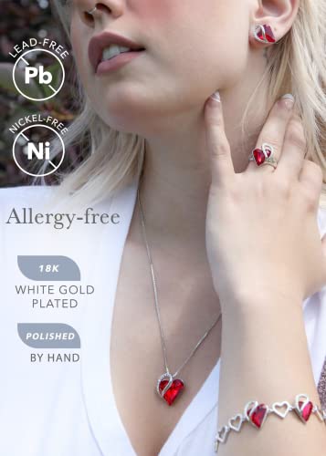 Rainbow Blue Birthstone Heart Pendant Necklace - Gift for Her