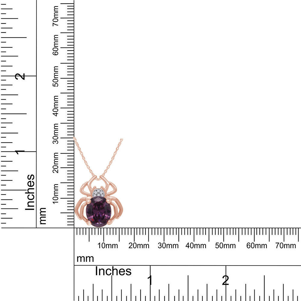 Amethyst Spider Pendant Necklace with Diamond in Rose Gold