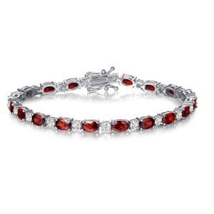 Sterling Silver Garnet Tennis Bracelet for Women