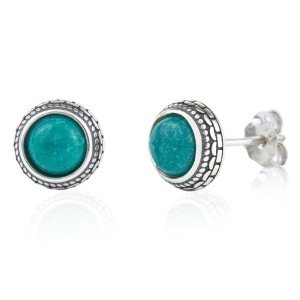 Green Turquoise 925 Silver Hypoallergenic Stud Earrings
