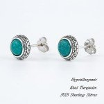 Green Turquoise 925 Silver Hypoallergenic Stud Earrings