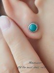 Green Turquoise 925 Silver Hypoallergenic Stud Earrings