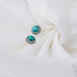 Green Turquoise 925 Silver Hypoallergenic Stud Earrings