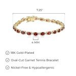 18k Gold Plated Garnet Diamond Tennis Bracelet