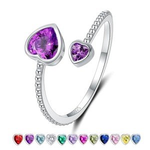 Adjustable February Birthstone Purple Heart Ring