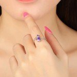 Adjustable February Birthstone Purple Heart Ring