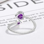 Adjustable February Birthstone Purple Heart Ring
