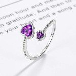Adjustable February Birthstone Purple Heart Ring