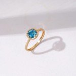 March Birthstone Crystal Ring in 10k Gold, Size 6