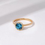 March Birthstone Crystal Ring in 10k Gold, Size 6