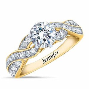 Personalized April Birthstone Swirl Ring for Women