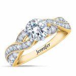 Personalized April Birthstone Swirl Ring for Women