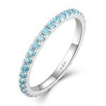 Aquamarine Stackable Silver Ring - Size 9