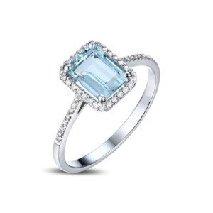 Elegant Sterling Silver Aquamarine Engagement Ring