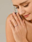 Aquamarine Stackable Silver Ring - Size 9