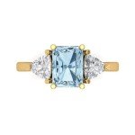 Emerald Cut Aquamarine Three-Stone Gold Engagement Ring