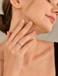 Aquamarine Stackable Silver Ring - Size 9