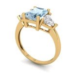 Emerald Cut Aquamarine Three-Stone Gold Engagement Ring