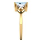 Emerald Cut Aquamarine Three-Stone Gold Engagement Ring