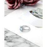 Sky Blue Aquamarine & White Sapphire Ring