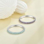 Aquamarine Stackable Silver Ring - Size 9