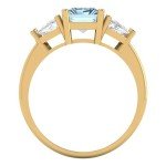 Emerald Cut Aquamarine Three-Stone Gold Engagement Ring