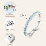 Aquamarine Stackable Silver Ring - Size 9
