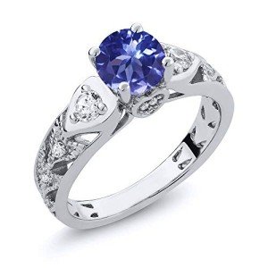 Blue Tanzanite Sterling Silver Engagement Ring for Women