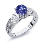 Blue Tanzanite Sterling Silver Engagement Ring for Women
