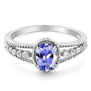 Tanzanite and White Topaz Sterling Silver Ring