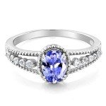 Tanzanite and White Topaz Sterling Silver Ring