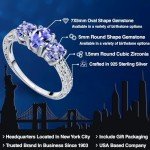 Blue Tanzanite Three-Stone Ring in Sterling Silver