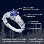 Blue Tanzanite Sterling Silver Engagement Ring for Women