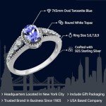 Tanzanite and White Topaz Sterling Silver Ring