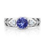 Blue Tanzanite Sterling Silver Engagement Ring for Women