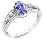 Tanzanite and White Topaz Sterling Silver Ring