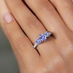 Blue Tanzanite Three-Stone Ring in Sterling Silver