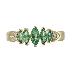 10K Gold Zambian Emerald and Diamond Women's Ring