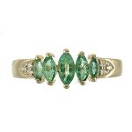 10K Gold Zambian Emerald and Diamond Women's Ring